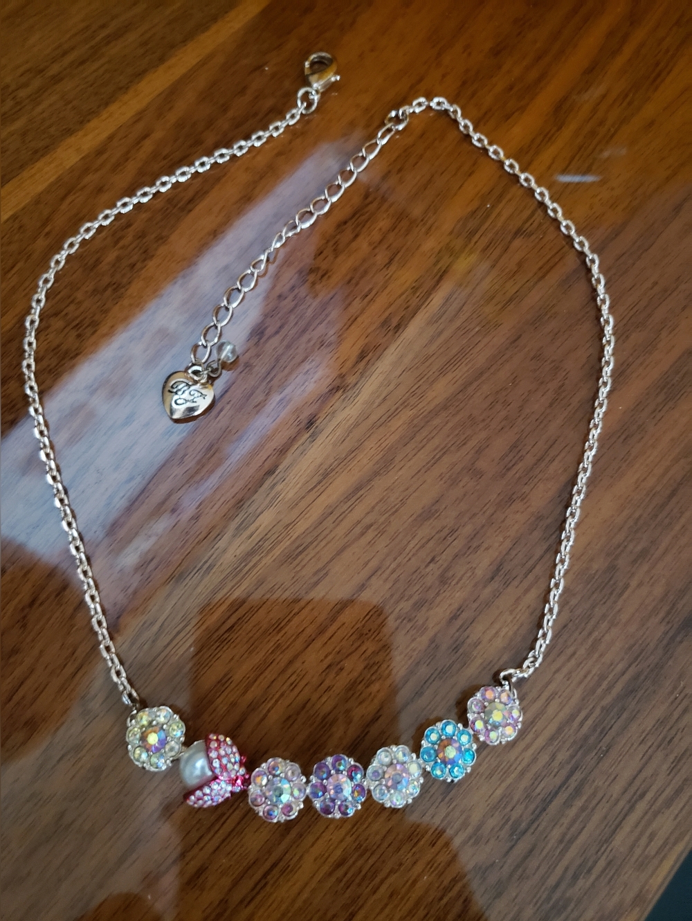 Betsey Johnson Gold-Tone Multicolor Crystal Flower Necklace - Women Jewelry